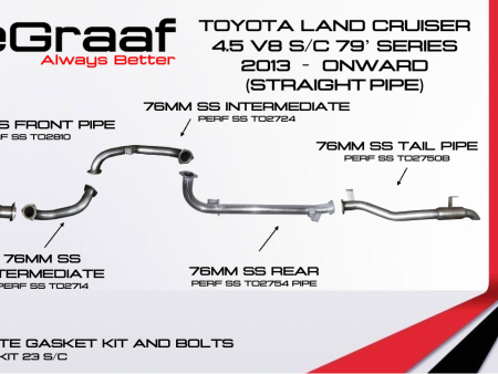 Toyota Land Cruiser V8 '79 Series Single Cab Straight Pipe System - Image 1