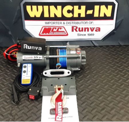RUNVA WINCH - Synthetic Rope 3500lbs (1 588kg) 12V - Cable remote only